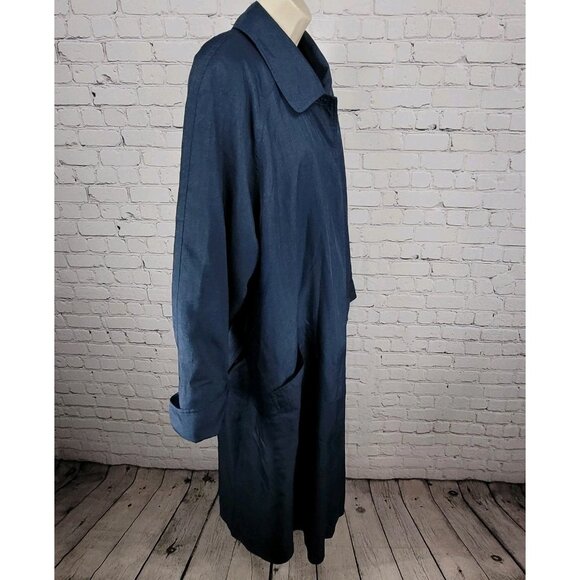 VTG Komitor Navy Buttoned Removable Liner Pockets Trench Coat 20W - Picture 15 of 16